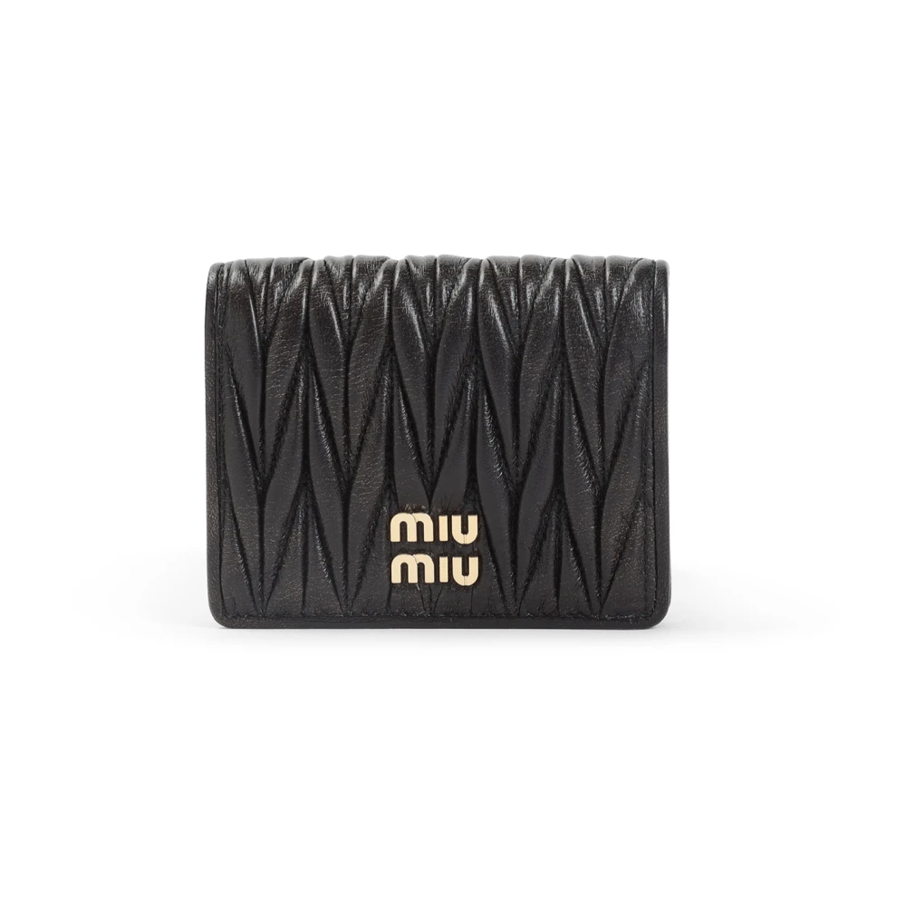 Miu Miu Women's Black Small Matelassé Nappa Leather Wallet - Wallets & Cardholders - One Size - Accessories