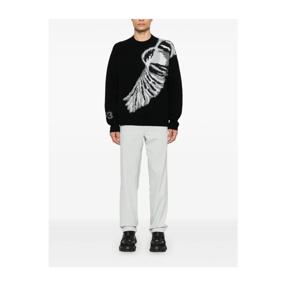Y-3 Zwarte Gebreide Crew Sweater Black Heren