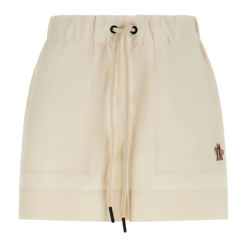 Moncler Women's Beige Short Shorts, M, Technical Froissé Shorts