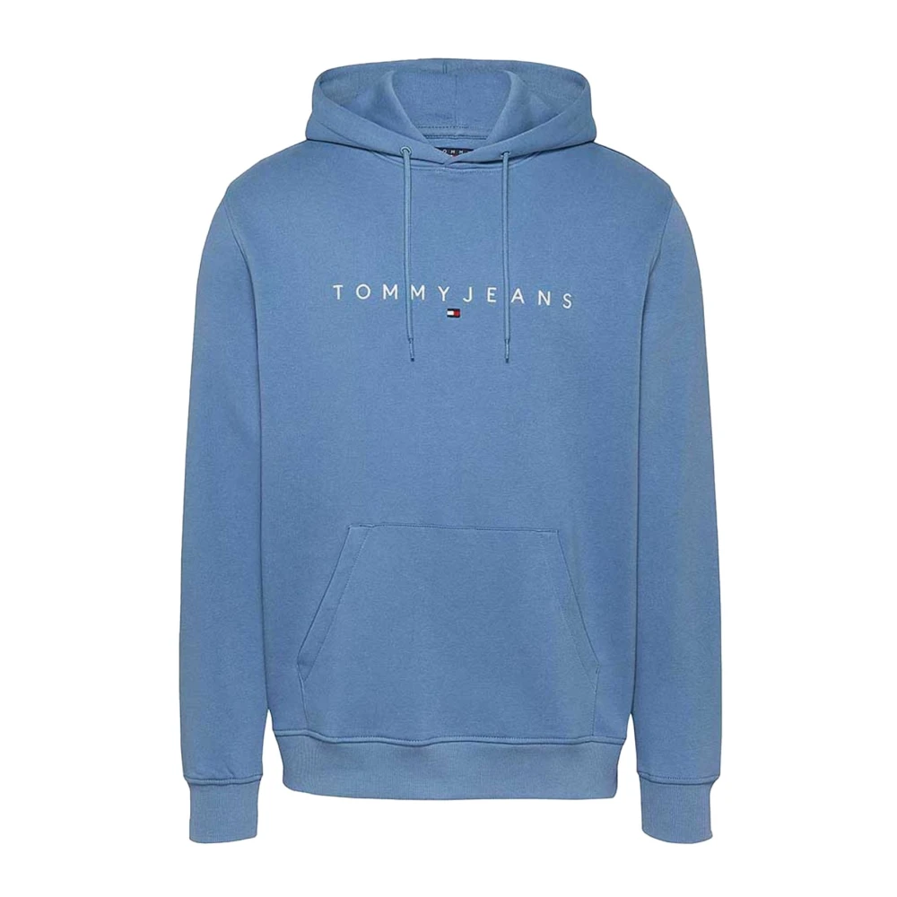 Tommy Jeans Blauwe Logo Hoodie Katoenen Sweatshirt Blue Heren