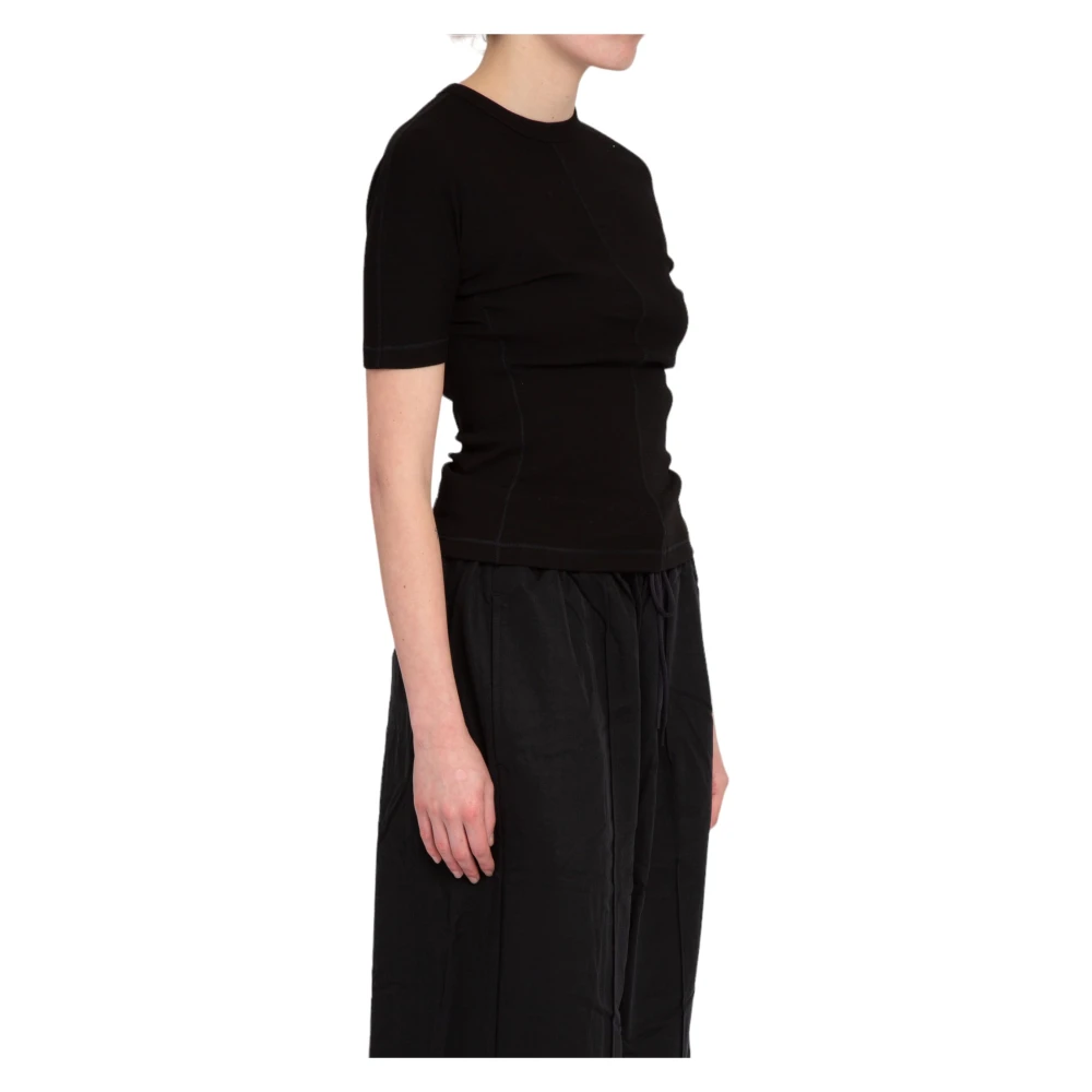 Y-3 Zwarte aansluitende korte mouw tee Black Dames