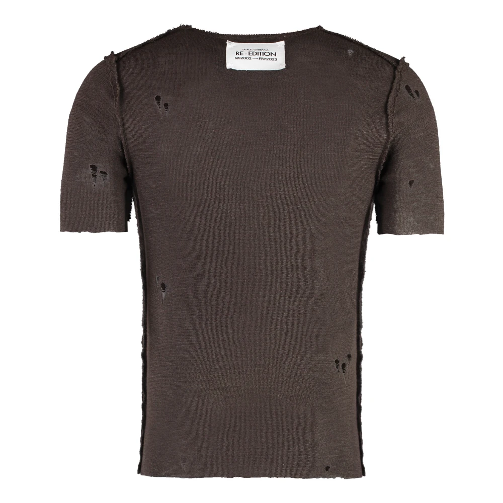 Dolce & Gabbana Vernietigd Gebreid T-Shirt Brown Heren