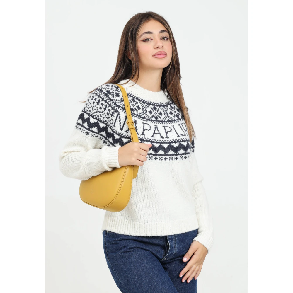 Napapijri Witte Retro Jacquard Trui White Dames