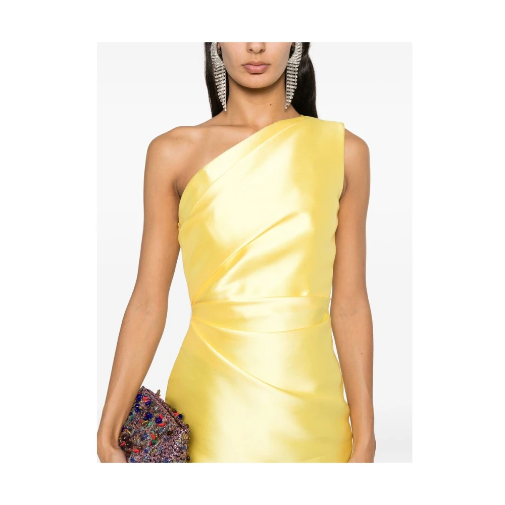 Solace London Gele One-Shoulder Maxi Jurk Yellow Dames