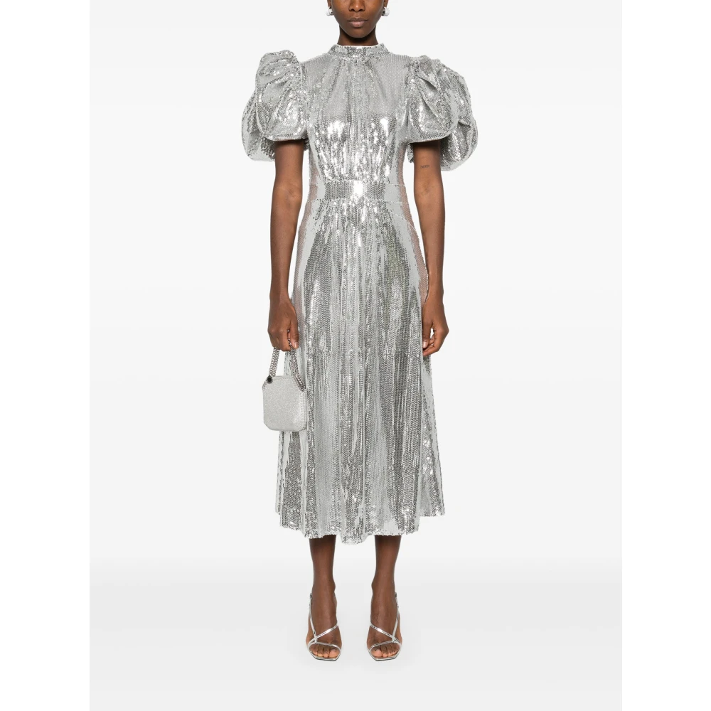 Rotate Birger Christensen Maxi-jurk met pailletten en pofmouwen Gray Dames