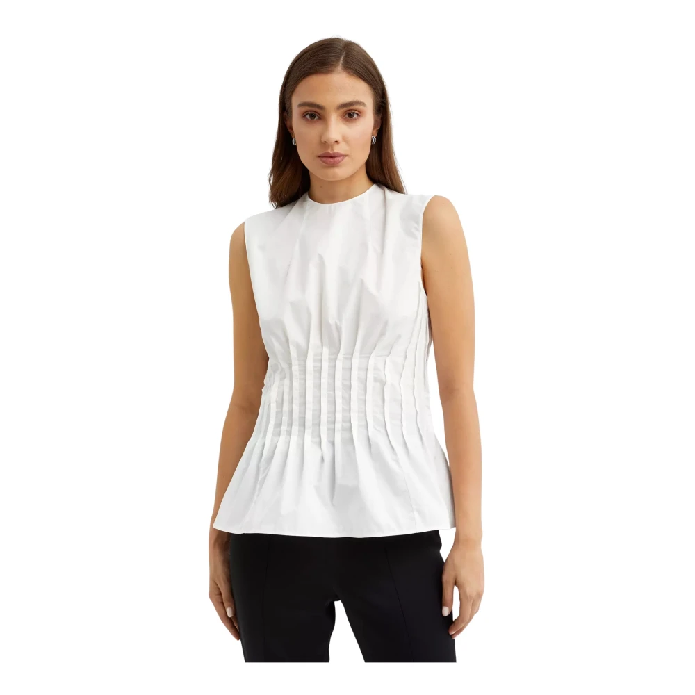 Khaite Women's White Sleeveless Tops, S, Sleeveless Top With Decorative Stitching