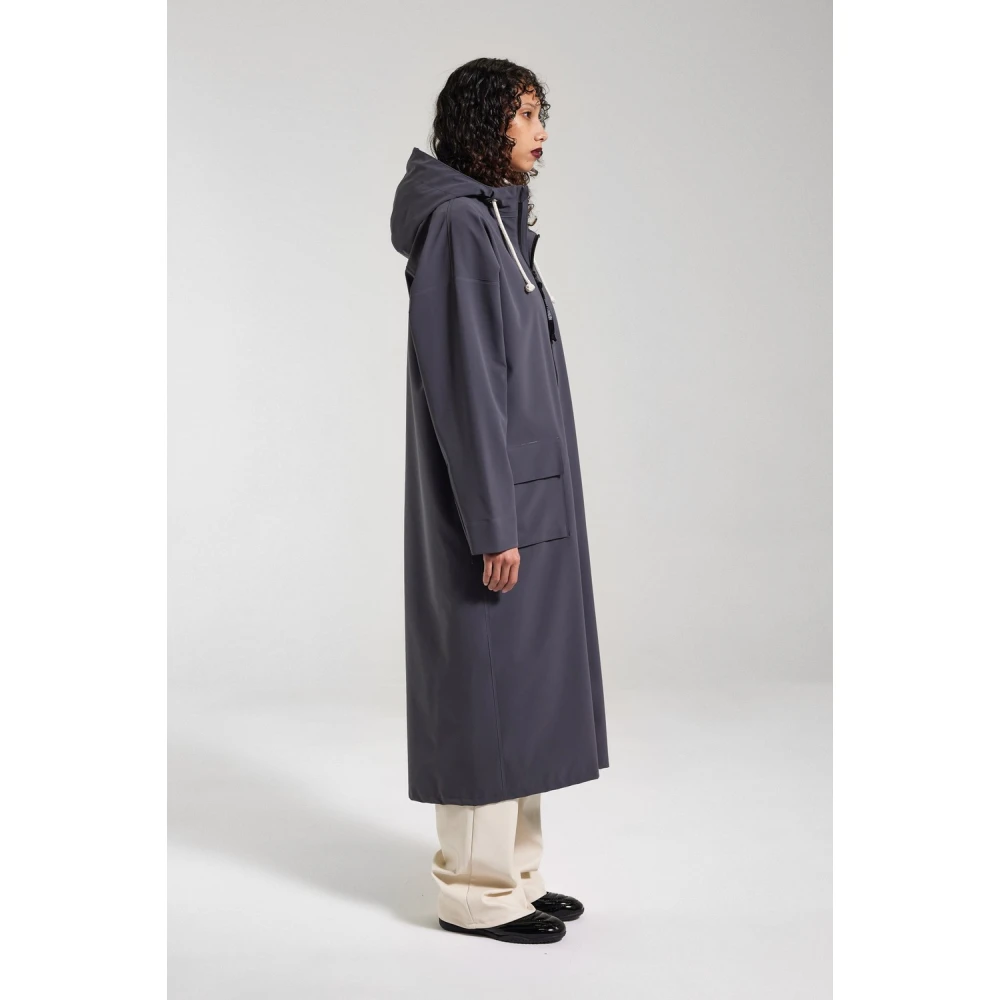 Stutterheim Mat Lang Regenjas met Aqua Guard Rits Blue Dames