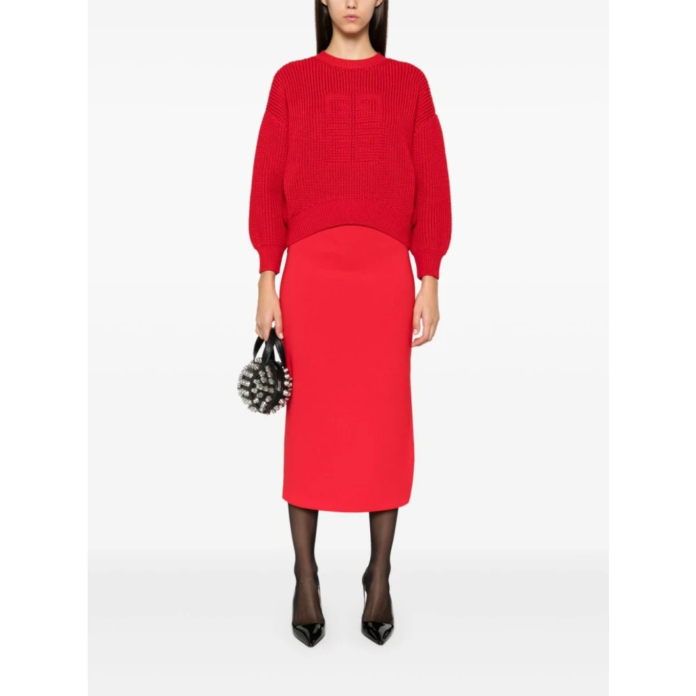 Givenchy Jacquard Waffle Cropped Sweater Red Dames