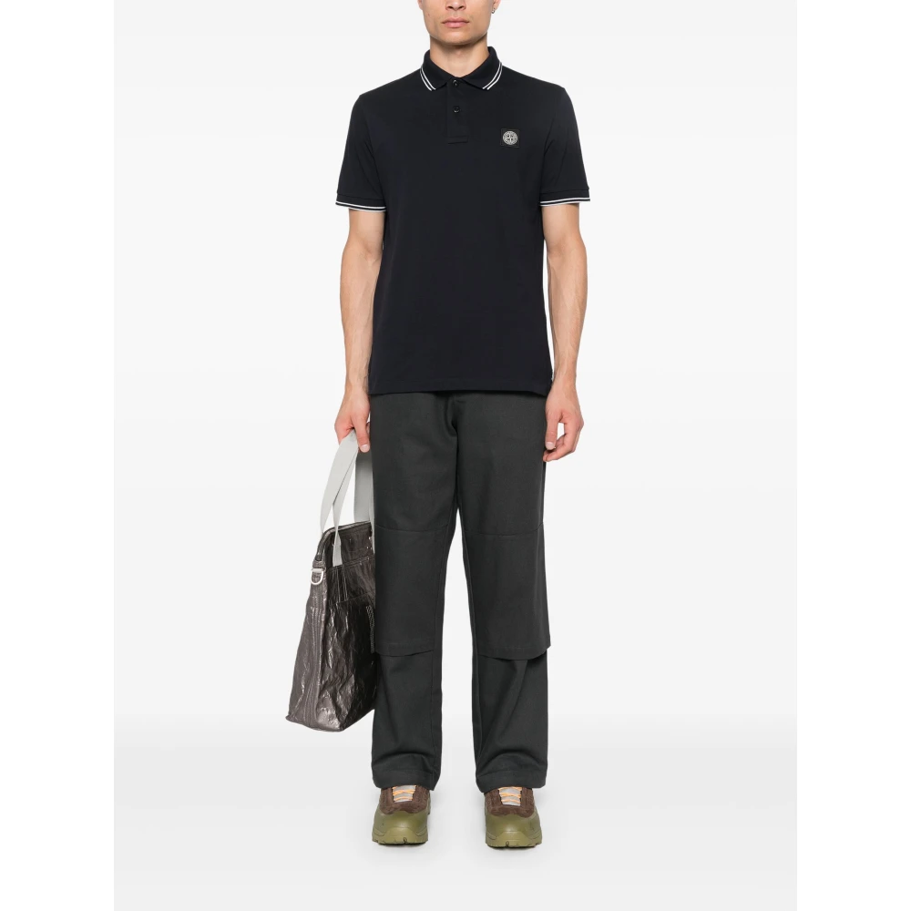 Stone Island Blauwe T-shirts en Polo's met Gestreepte Details Blue Heren