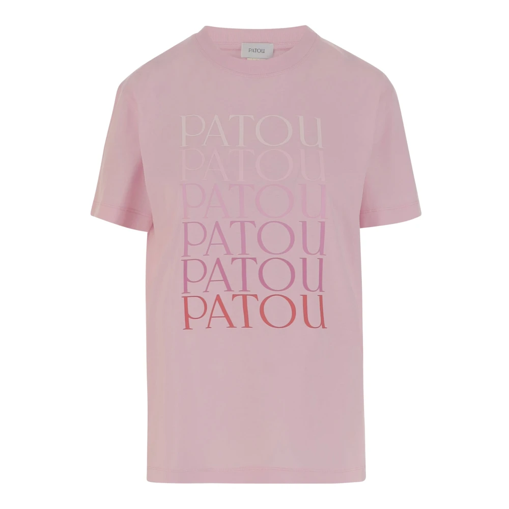 Patou Logo Print Katoenen T-shirt Roze Pink Dames