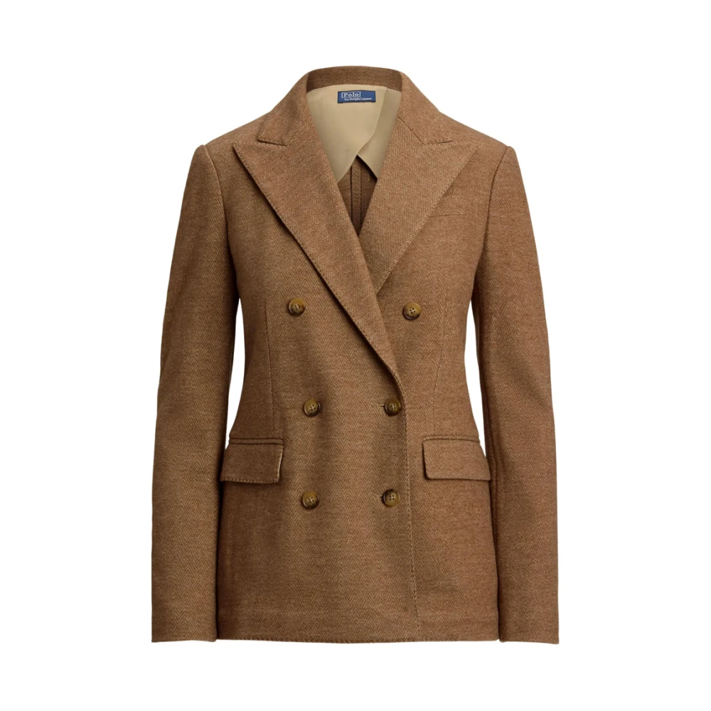 Polo Ralph Lauren Kvinno Brun Jackor Dam, M, Bomull, Stickad Blazer