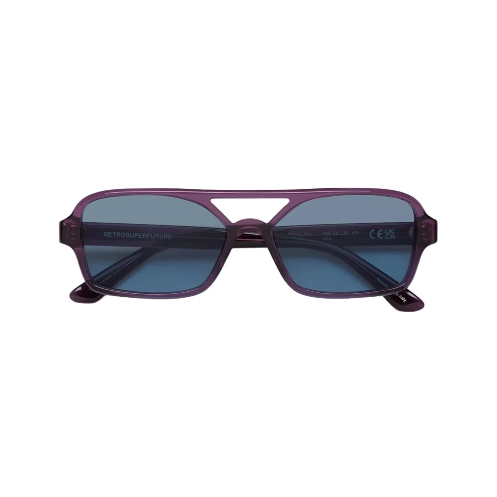 Retrosuperfuture Unisex Purple Sunglasses, One Size, Elegant Melanzana Sunglasses With Blue Lenses