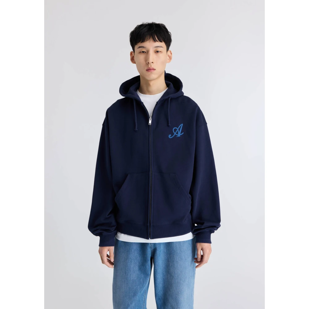 Axel Arigato Maine Zip-Up Hoodie Blue Heren