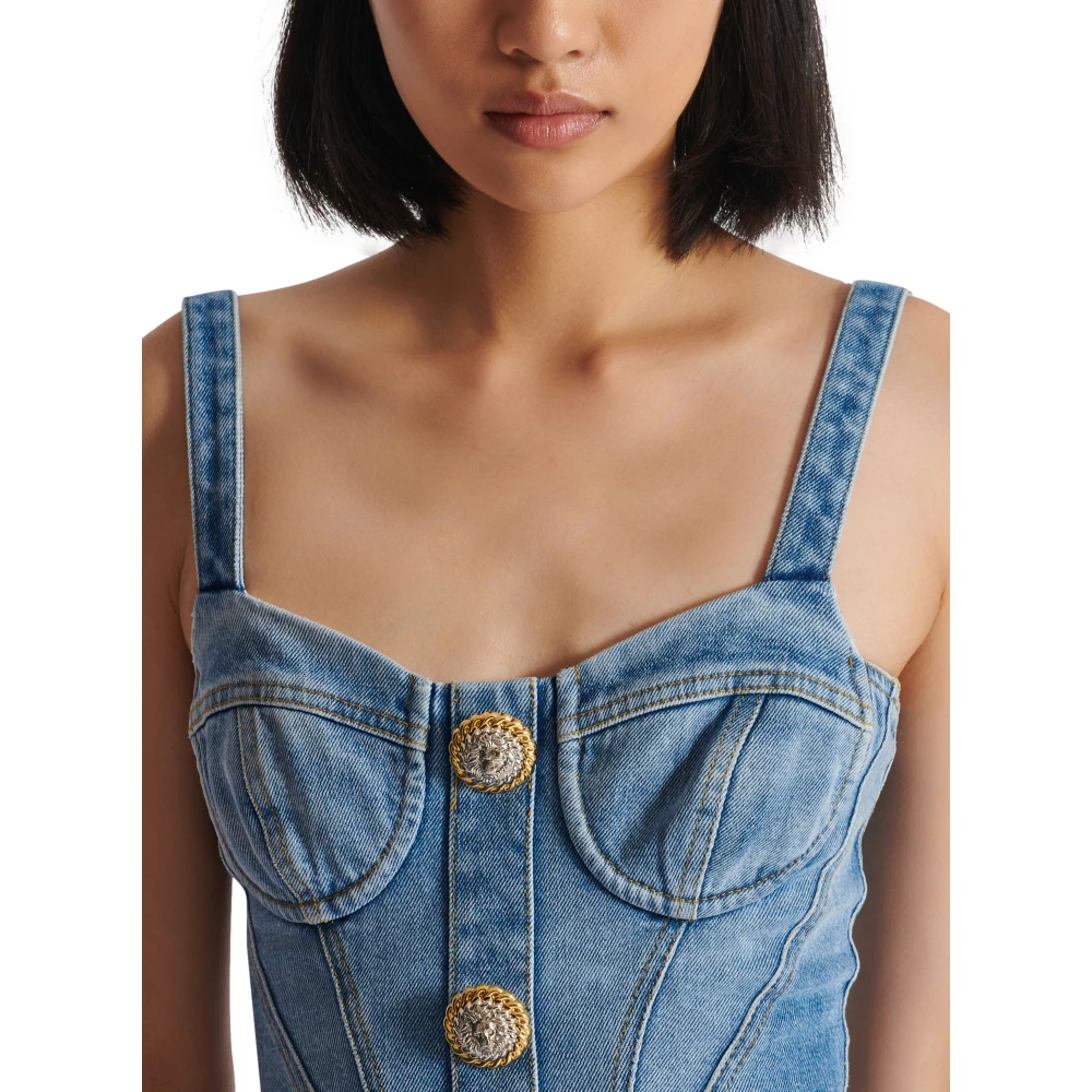 Balmain Knoopsluiting korte spijkerjurk Blue Dames