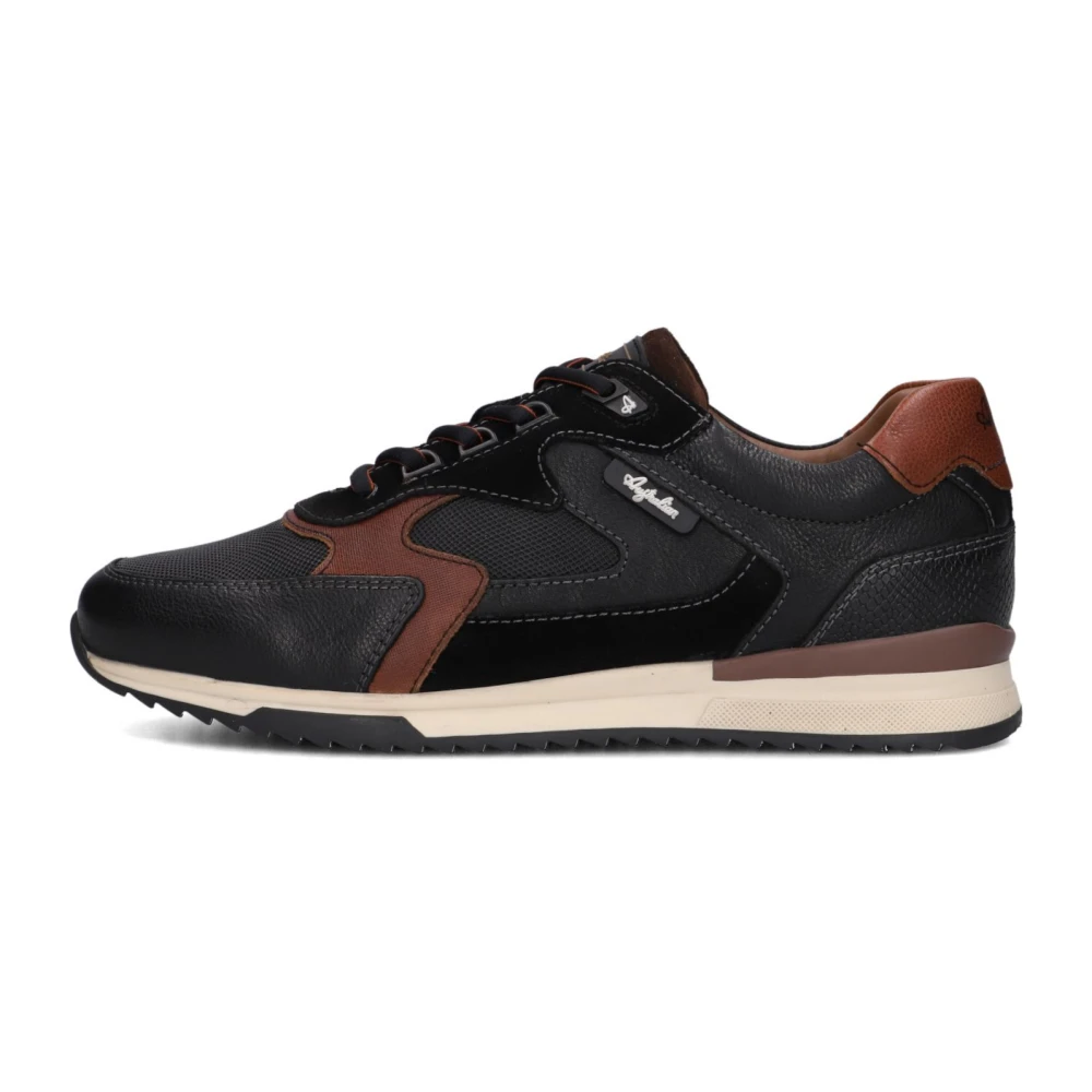 Australian Zwarte Leren Stijlvolle Sneakers voor Mannen Heren Schoenen