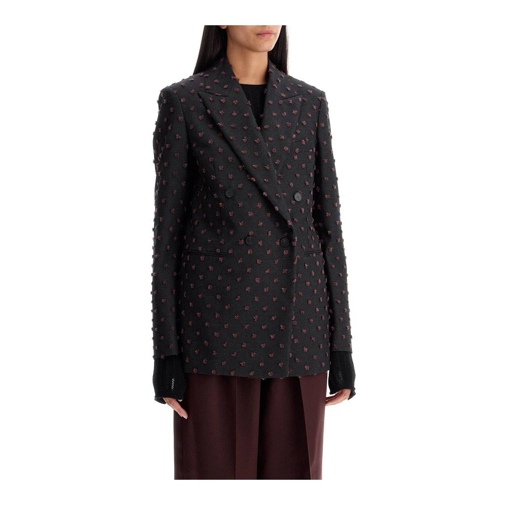 Lanvin Double-Breasted Plumet Blazer Gray Dames