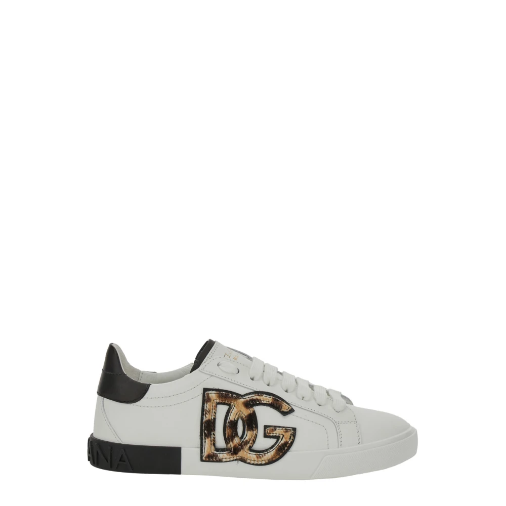 Dolce & Gabbana Witte Sneakers met Dierenmotief van Leer White Dames