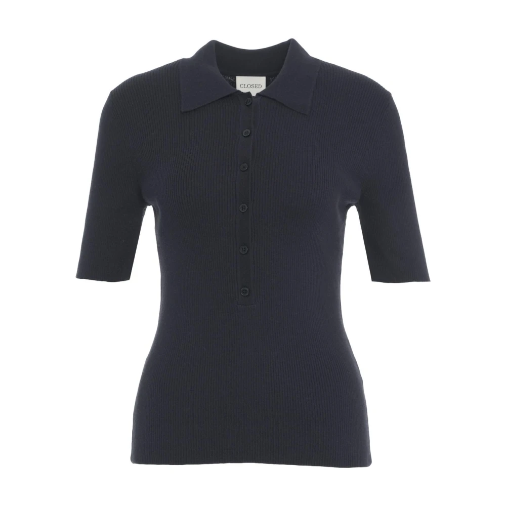 Closed Navy Blue Polo Shirt Korte Mouw Blue Dames