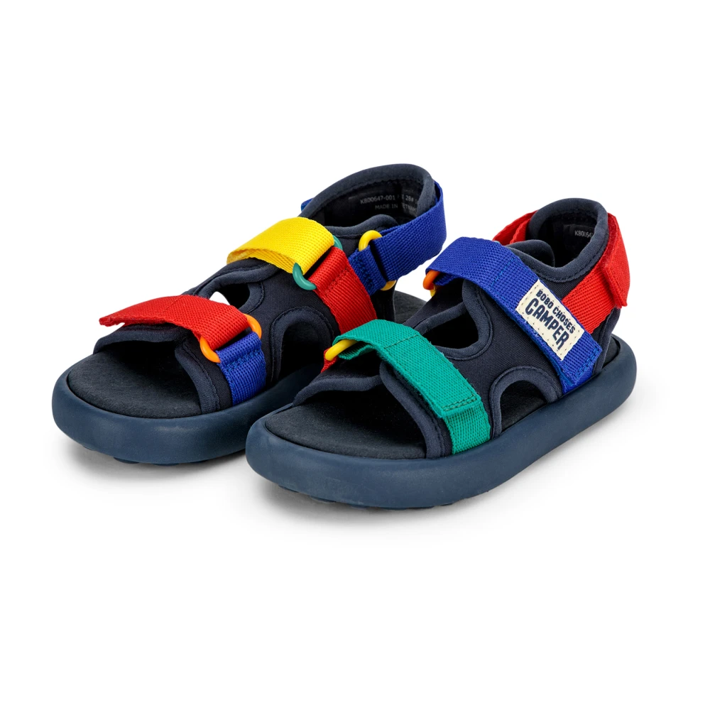 Bobo Choses Blå Velcro Sandaler med Multifärgade Remmar Multicolor, Pojke