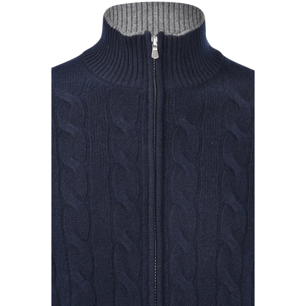 Gran Sasso Cashmere Trui met Volledige Rits Blue Heren