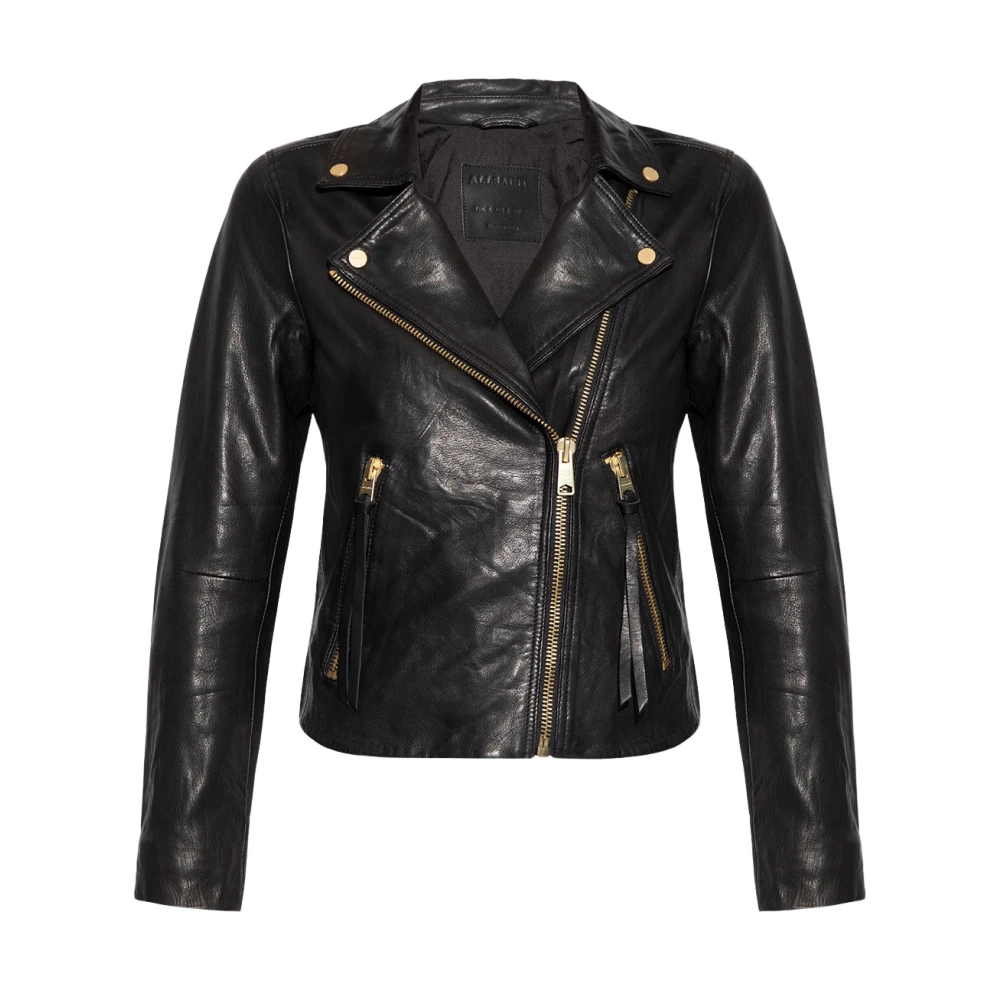 AllSaints Leren Jas Black Dames