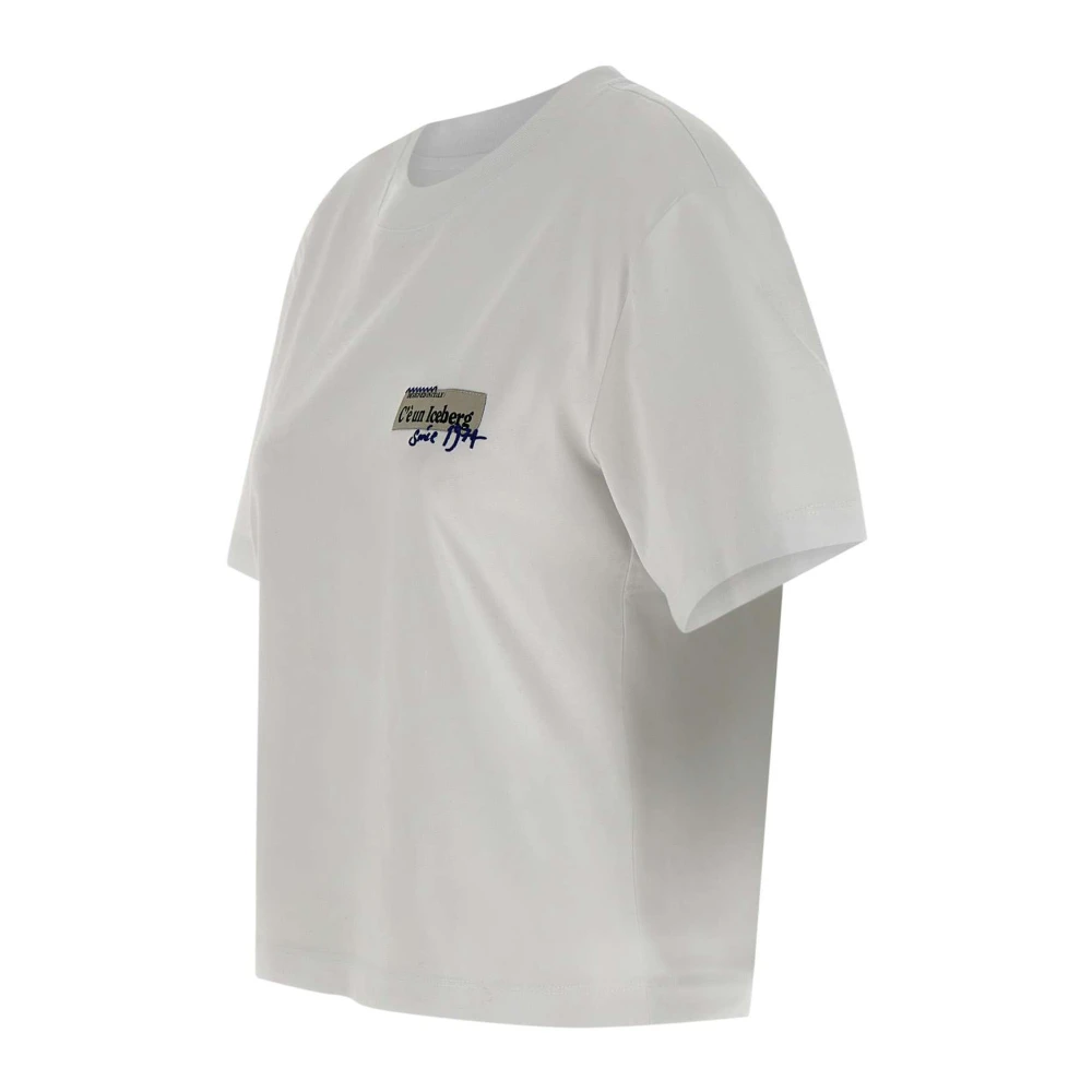 Iceberg Dames Katoenen T-shirt Wit Korte Mouwen White Dames