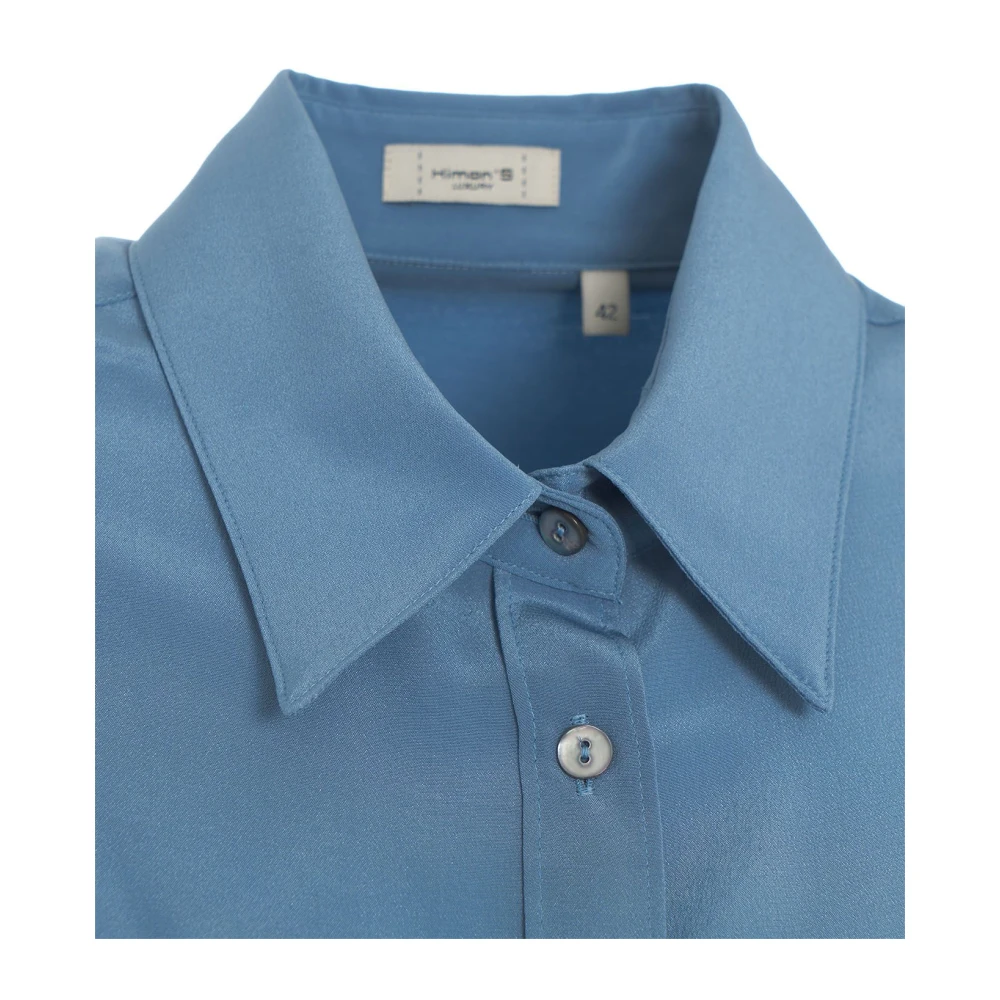 Himon's Blauwe Zijden Blouse Elegante Stijl Blue Dames