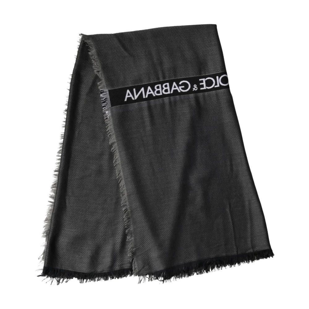 Dolce & Gabbana Men's Black Modal Warmer Shawl With Fringes