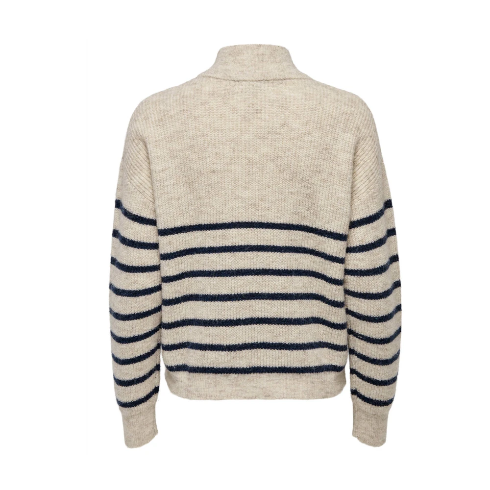 Only Ritssluiting Pullover Gebreide Trui Beige Dames