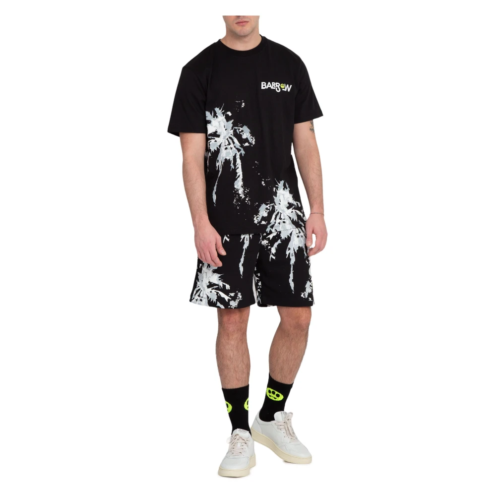 Barrow Tropische Palmen Print Shorts Black Heren
