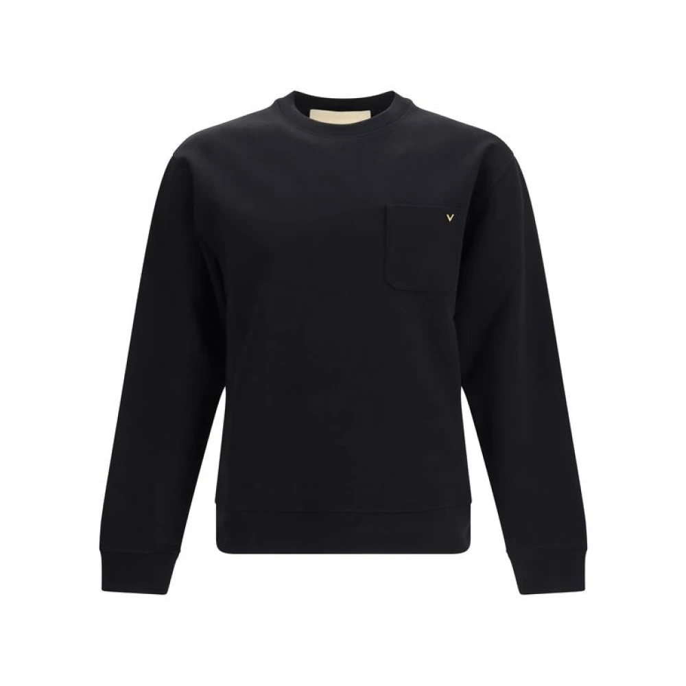 Valentino Sudadera Con Cuello Redondo De Jersey De Algodón Sweatshirts & Hoodies Hombre Negro 2XL