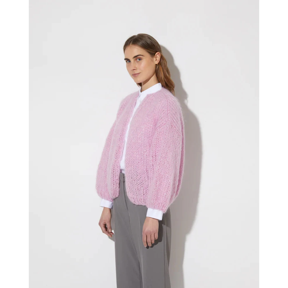 Maiami Zachte Mohair Bomber Cardigan in Roze Pink Dames