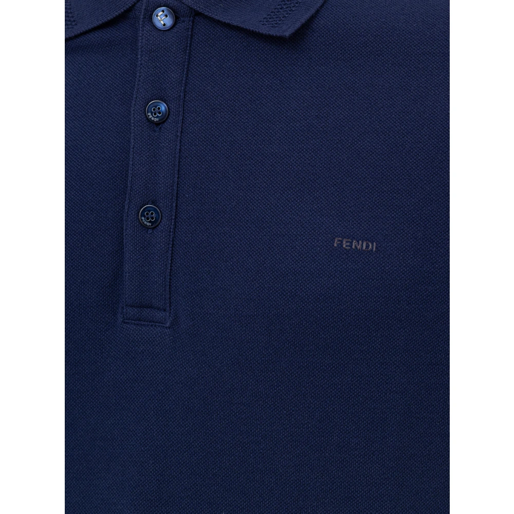 Fendi Blauw Polo Shirt Korte Mouw Blue Heren