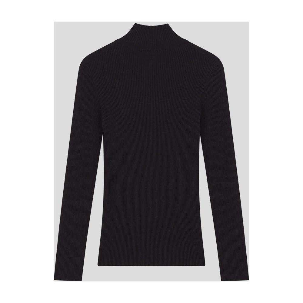 Maison Kitsuné Wol en Katoen Fox Gebreid Black Dames