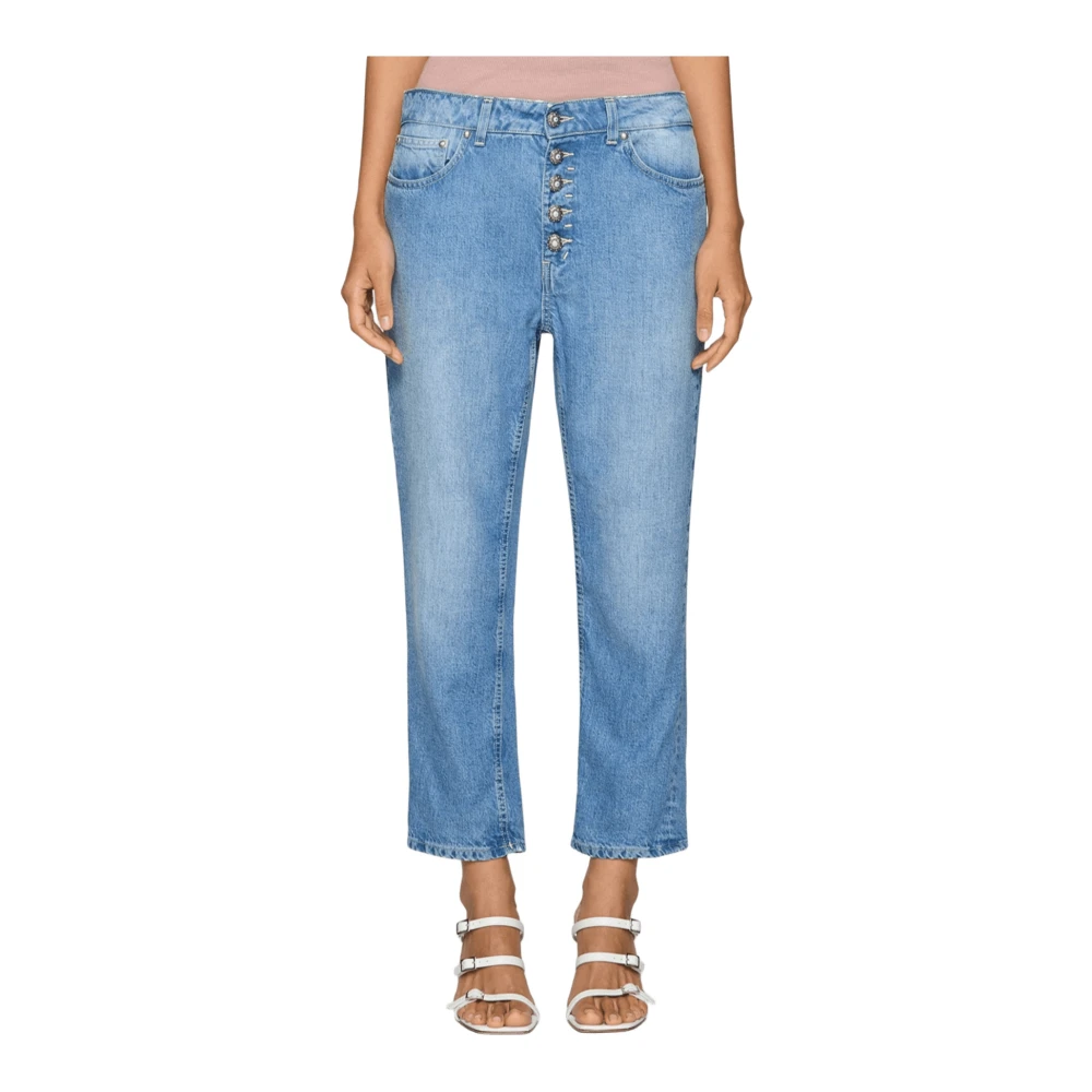 Dondup Women's Blue Straight Fit Jeans, W26, Classic Denim Jeans With Jewel Buttons