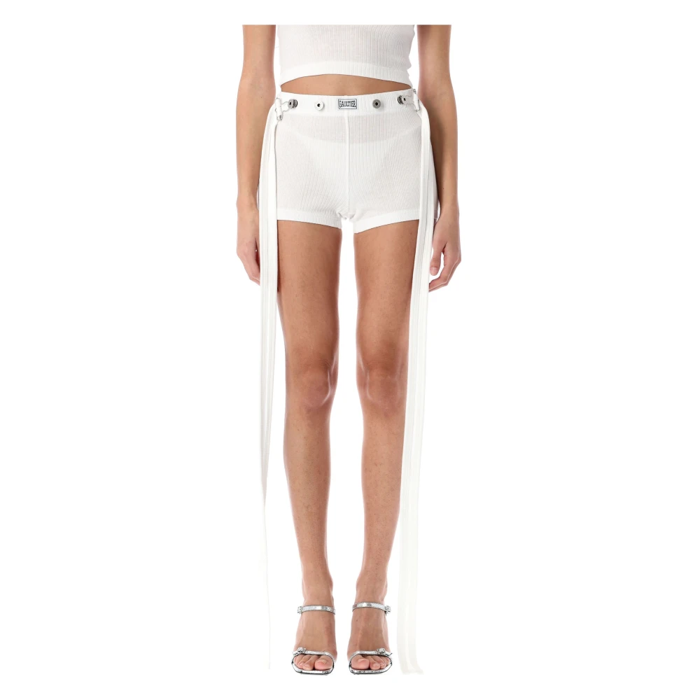 Jean Paul Gaultier Witte Shorts met Geribbeld Ontwerp White Dames