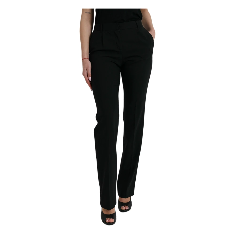 Dolce & Gabbana Women's Black Elegant Tapered Wool Trousers
