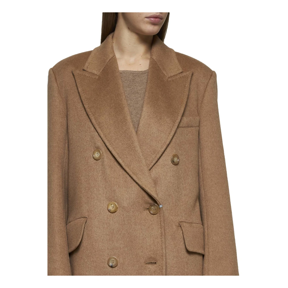 Max Mara Fungo Kamelenjas met Peak Revers Brown Dames