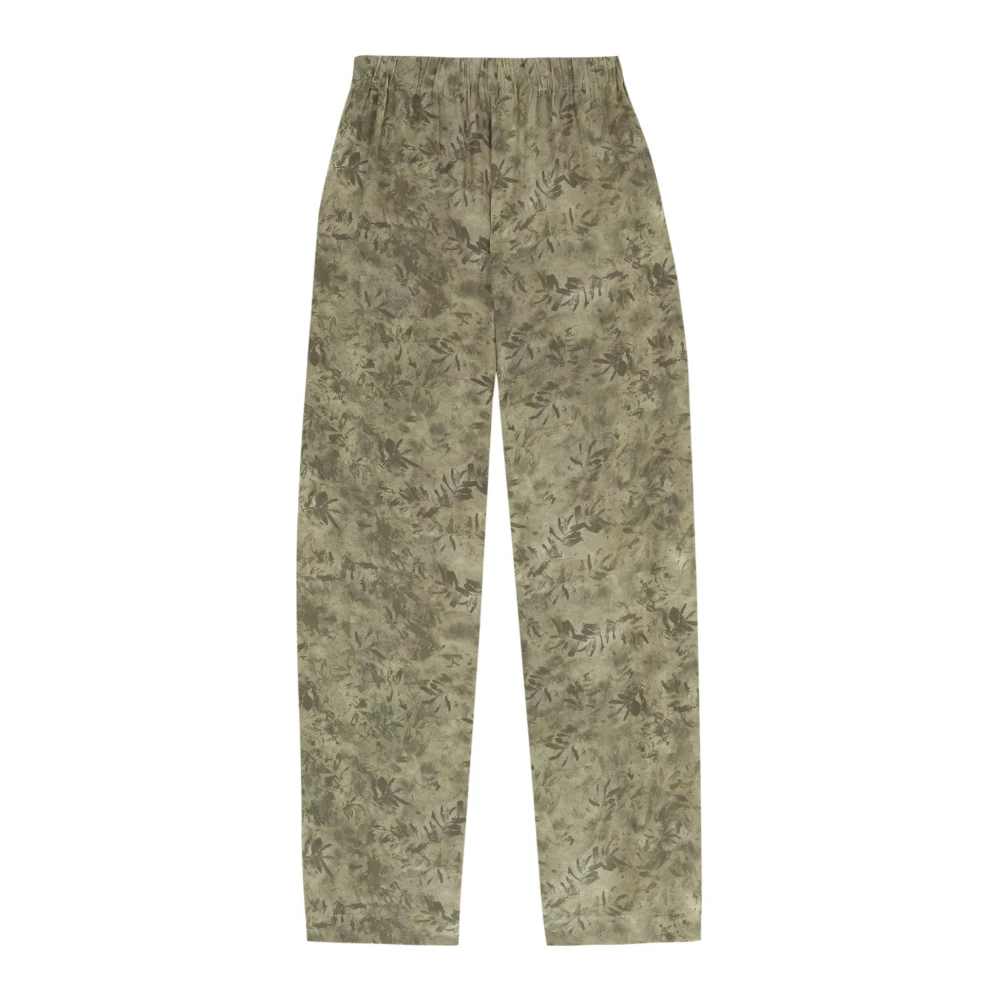 Cortana Zijden Wijde Pijp Broek Herba Print Green Dames