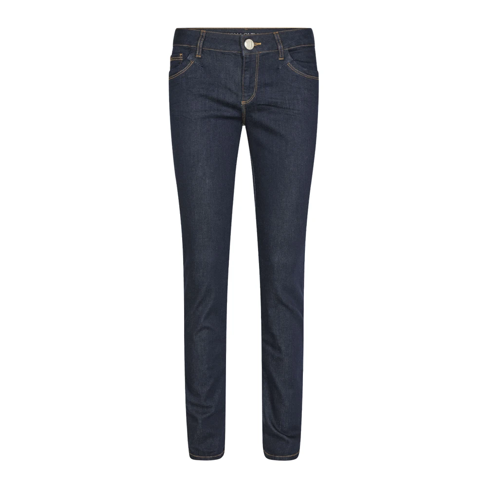 Slim Fit Mørkeblå Hybrid Jeans med Lav Midje og Stilige Sømmer
