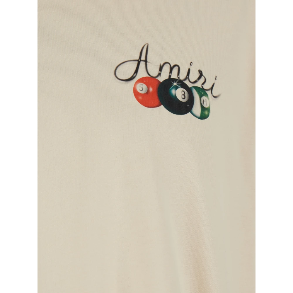 Amiri Beige T-shirt met ronde hals en logo print Beige Heren