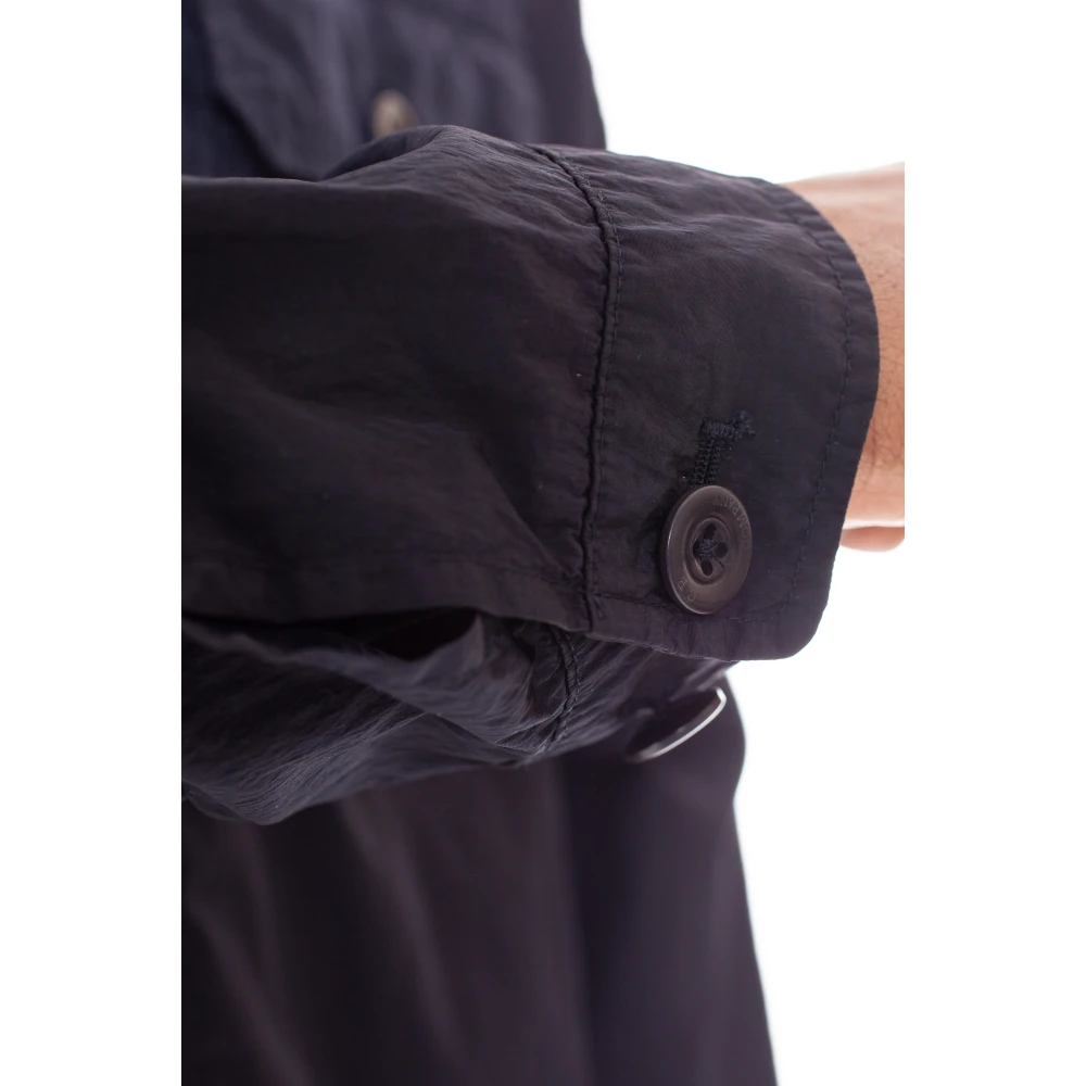 C.P. Company Blauwe Nylon Overshirt met Geborduurd Logo Blue Heren