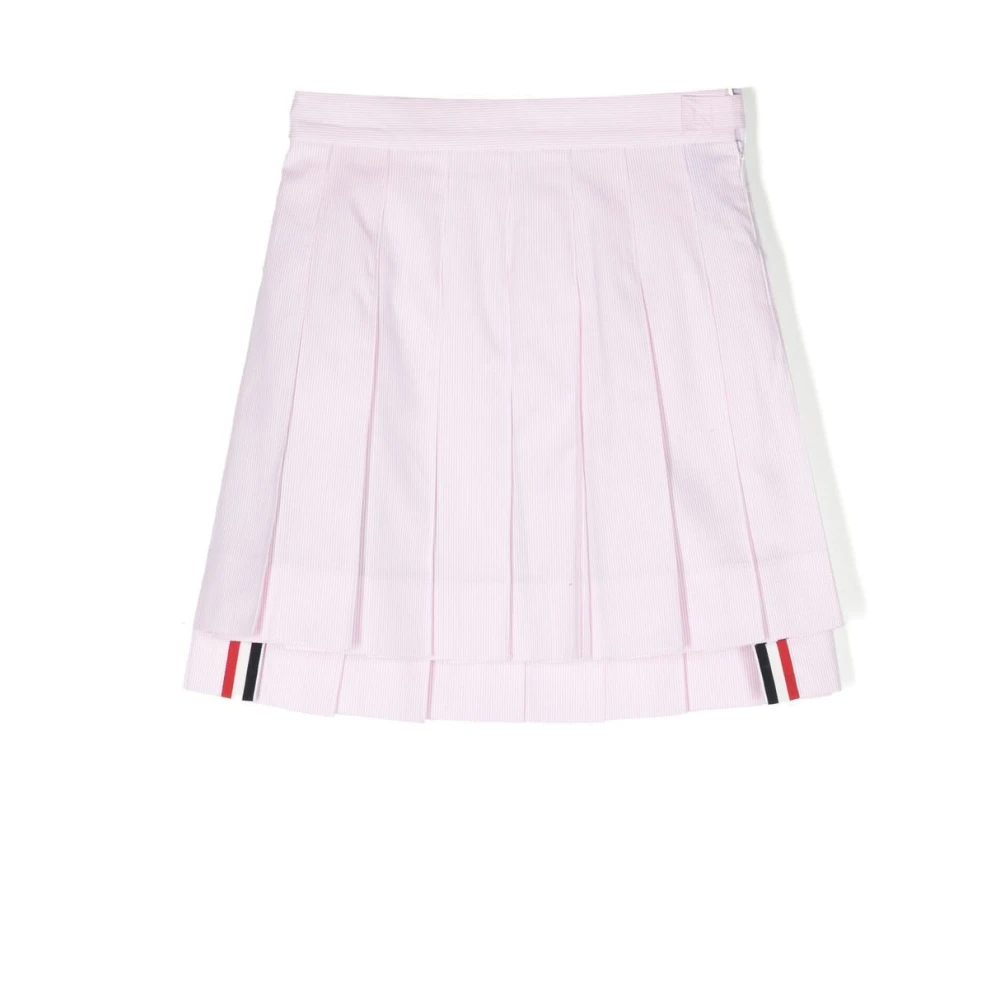 Thom Browne Veckad Rosa Kjol med RWB Stripe Pink, Flicka