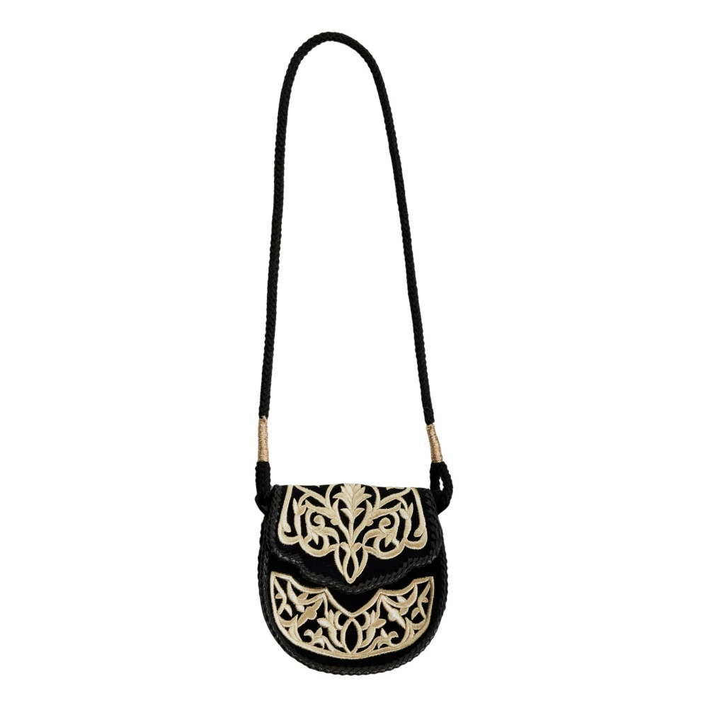 Antik batik Borgio kleine geborduurde tas van fluweel Black Dames