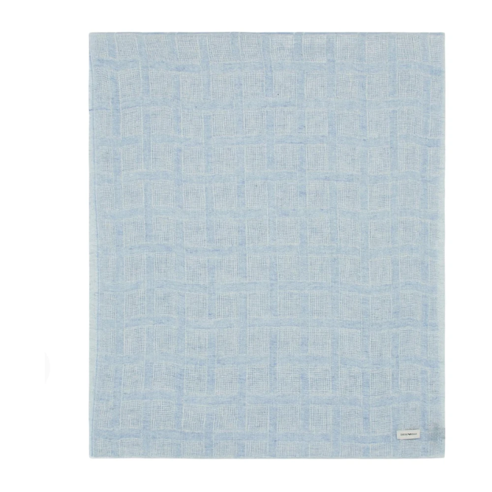 Emporio Armani Women's Blue Brushed Linen Scarf With Lurex - Scarves - One Size - Accessories
