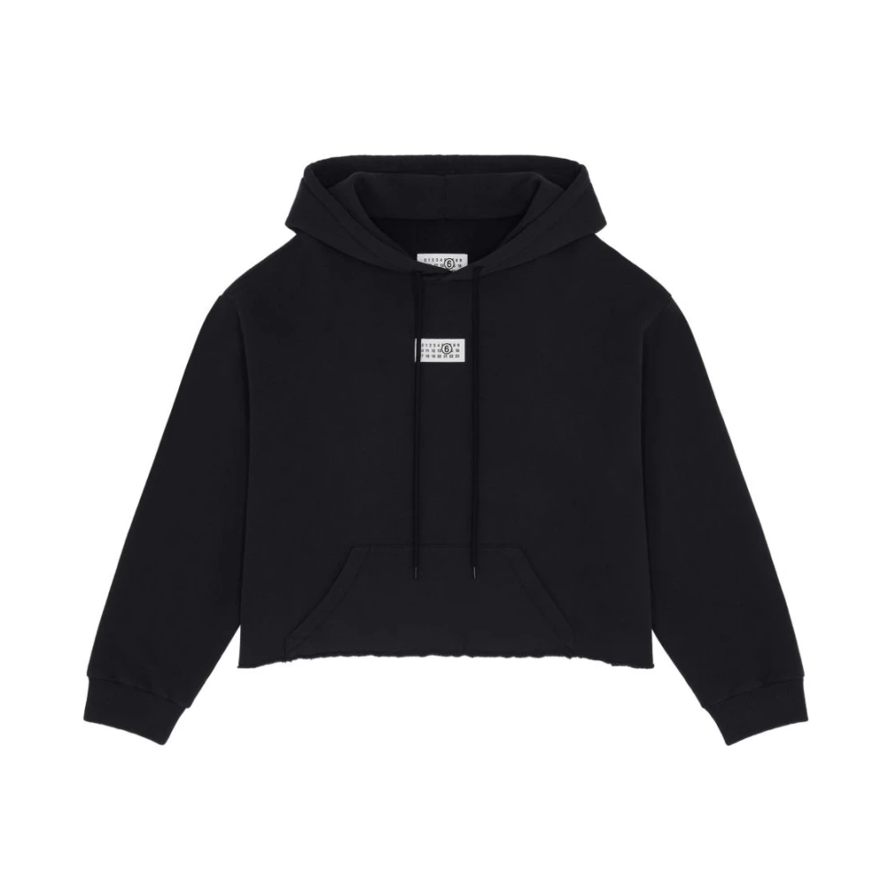 Mm6 Maison Margiela Donna Nero - Felpa Con Cappuccio In Cotone - Sweatshirts & Hoodies - S - Immagine 3