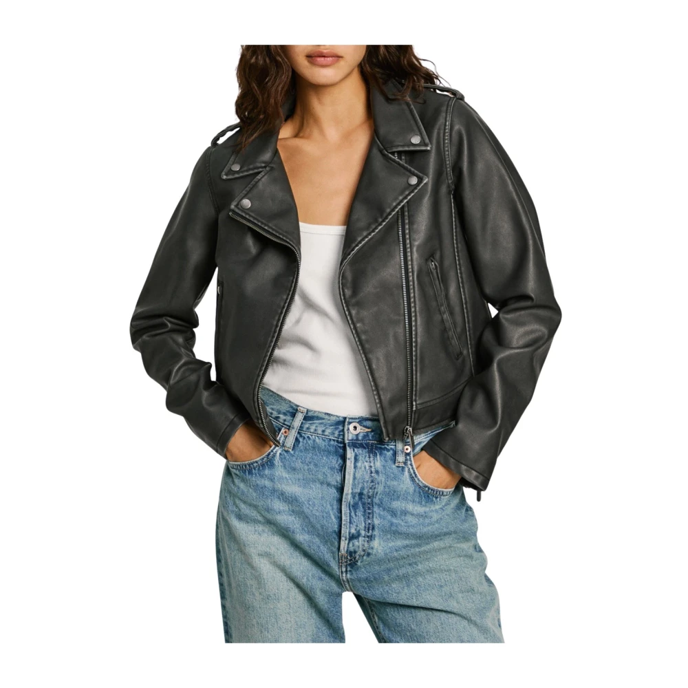 Pepe Jeans Biker City Leren Jas Black Dames