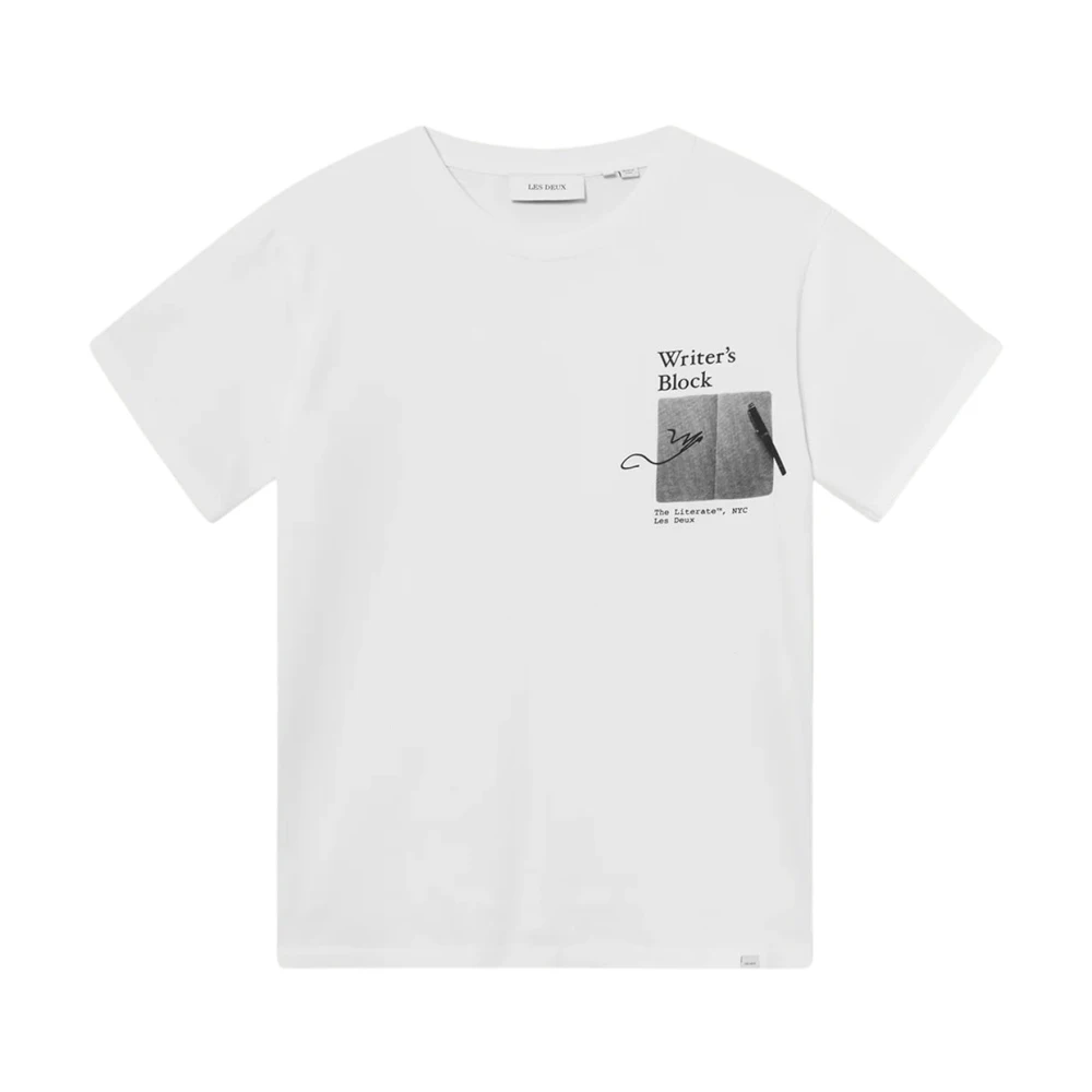 Les Deux Artwork Print Katoenen T-Shirt White Heren