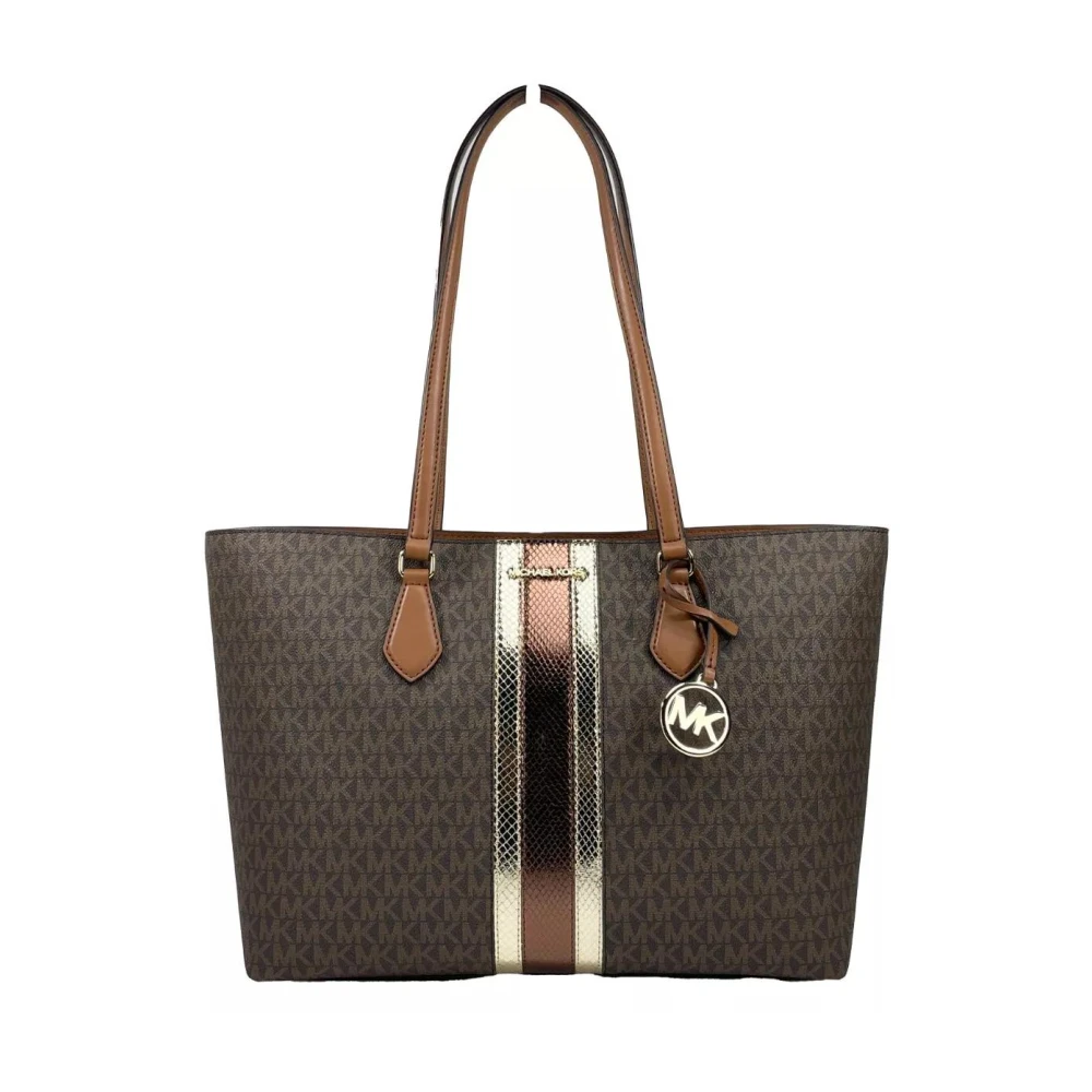 Michael Kors Grote leren tas met ritssluiting Brown Dames