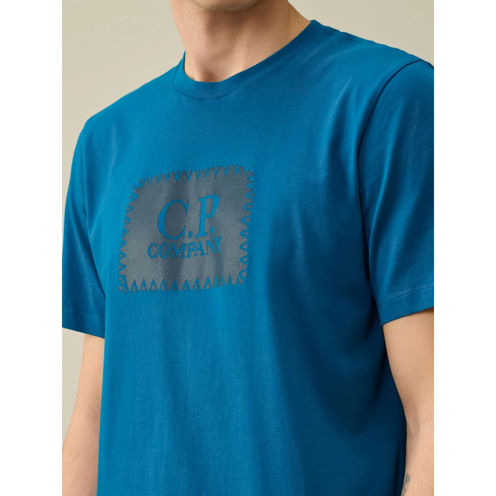 C.P. Company Jersey Label Style Logo T-shirt Blue Heren
